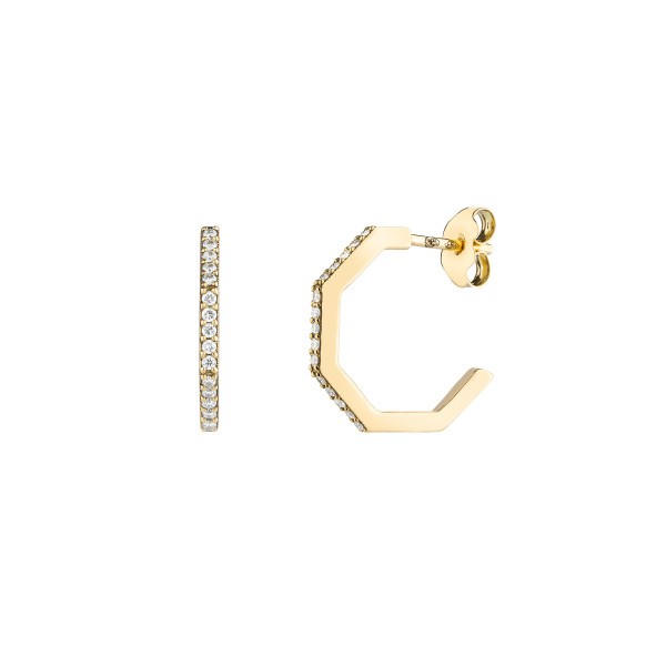 Lepage Octo yellow gold and diamonds hoop earrings 