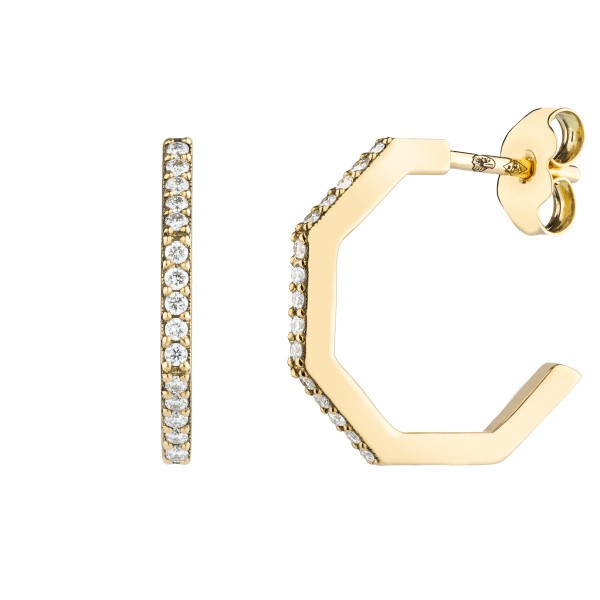 Lepage Octo yellow gold and diamonds hoop earrings 
