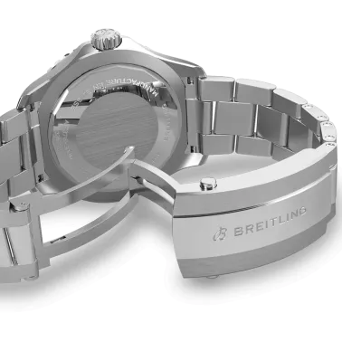 Breitling Superocean automatic watch blue dial steel bracelet 44 mm