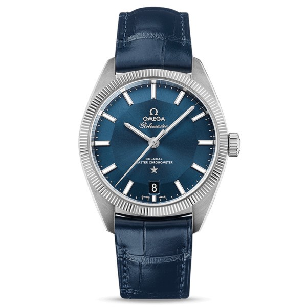 Montre Omega Constellation Globemaster Co-Axial Master Chronometer cadran bleu bracelet cuir bleu 39 mm 130.33.39.21.03.001