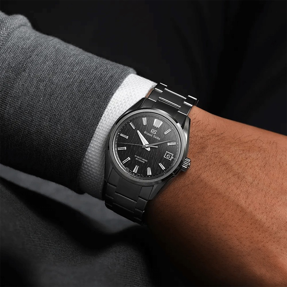 Montre Grand Seiko Evolution 9 "Night Birch" Hi-Beats automatique cadran blanc bracelet titane 40 mm