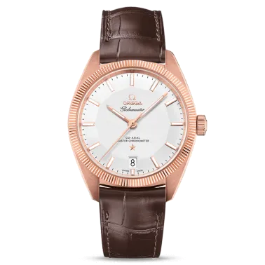 Montre Omega Constellation Globemaster Co-Axial Master Chronometer or rouge bracelet cuir chocolat 39 mm 130.53.39.21.02.001