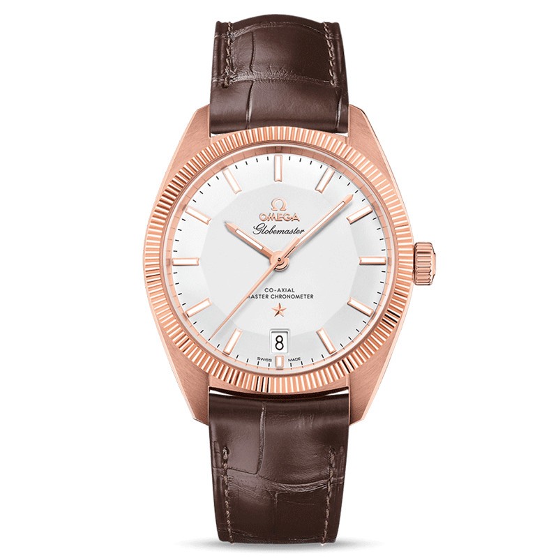 Montre Omega Constellation Globemaster Co-Axial Master Chronometer or rouge bracelet cuir chocolat 39 mm