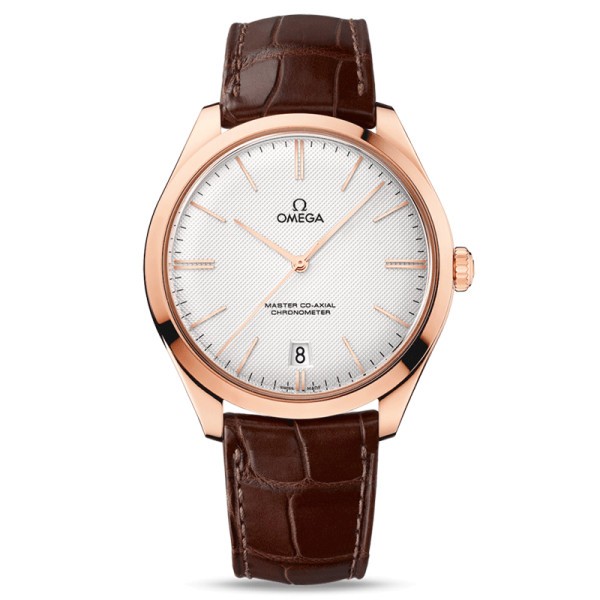 Montre Omega De Ville Trésor Master Co-Axial or rouge cadran argenté bracelet cuir 40 mm