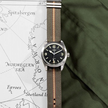 Tudor Ranger automatic watch black dial green fabric strap 39 mm M79950-0003