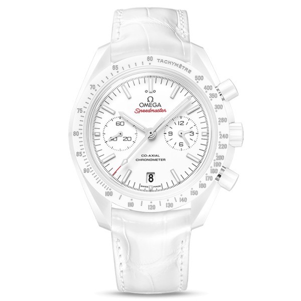 Montre Omega Speedmaster White Side of The Moon automatique Co-Axial bracelet cuir blanc 44,25 mm