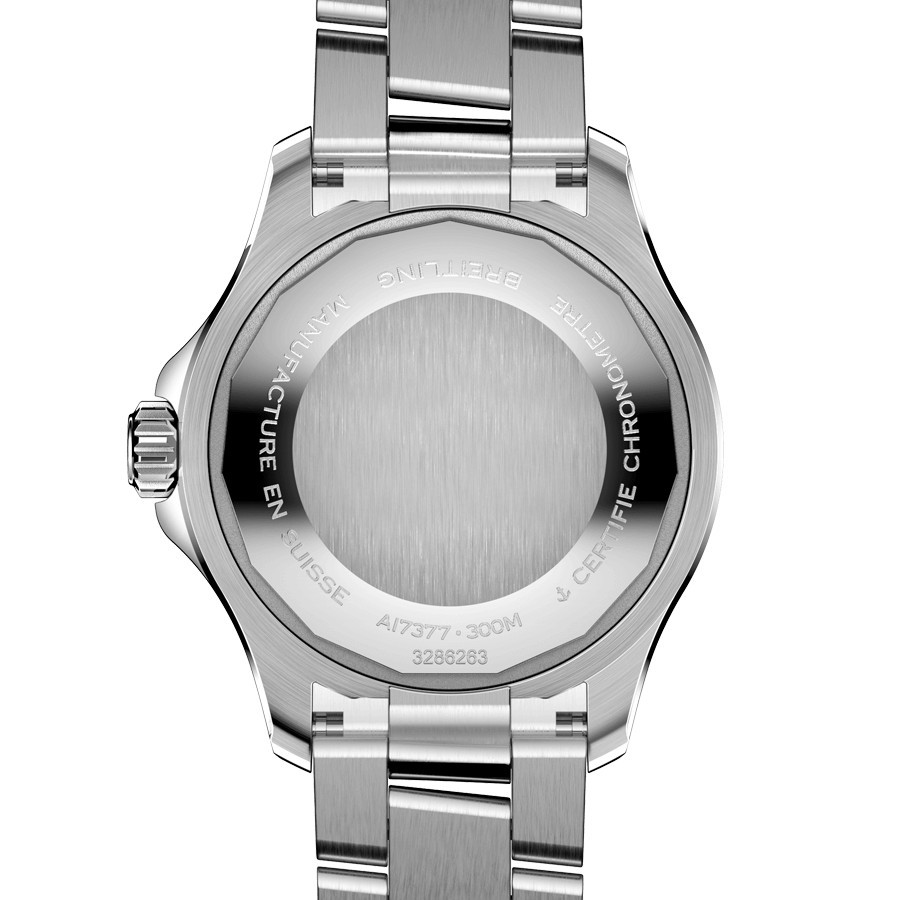 Breitling Superocean automatic watch orange dial steel bracelet 36 mm