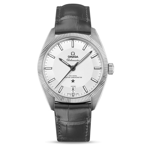 Montre Omega Constellation Globemaster Co-Axial Master Chronometer cadran argent bracelet cuir 39 mm - SOLDAT PL