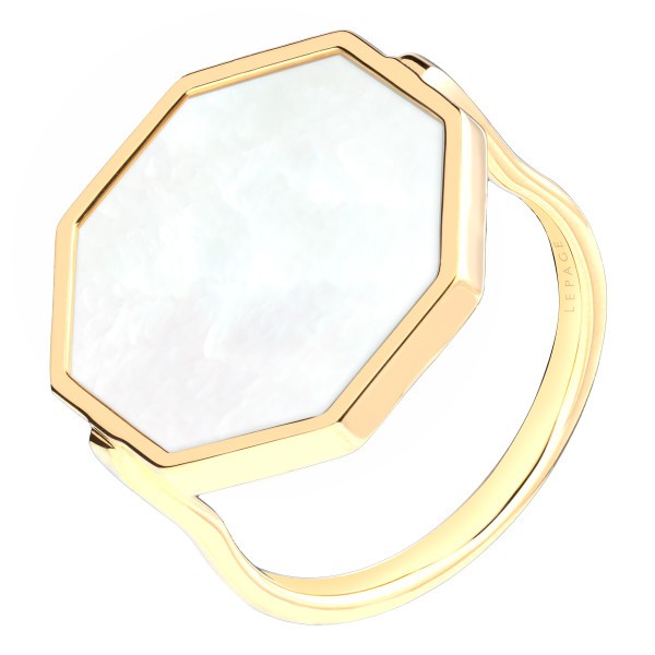Bague Lepage Octo en or jaune et nacre blanche LEB17NB18J