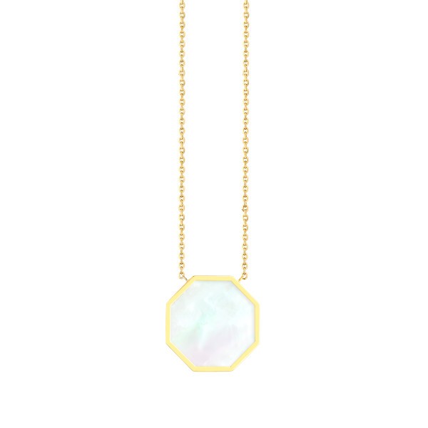 Lepage Octo long necklace in yellow gold and white mother of pearl