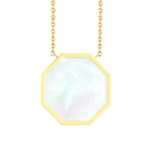 Lepage Octo long necklace in yellow gold and white mother of pearl