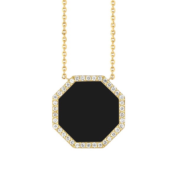 Collier Lepage Octo en or jaune, onyx et diamants LEC17O14DJ