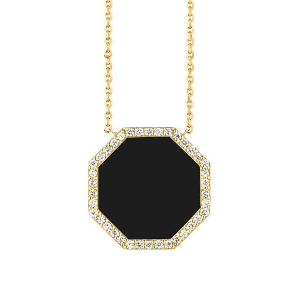 Lepage Octo necklace in yellow gold, onyx and diamonds