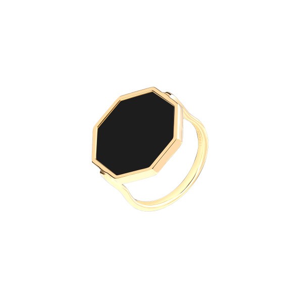 Bague Lepage Octo en or jaune et onyx