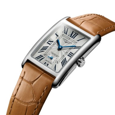 Montre Longines DolceVita quartz cadran argent bracelet cuir beige 23,30 x 37 mm L5.512.4.71.4