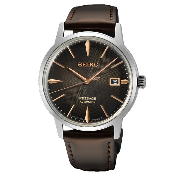 Seiko Presage Cocktail Time Irish Coffee automatic brown dial leather strap 39.5 mm