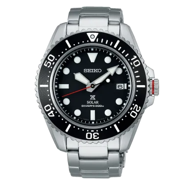 Seiko Prospex Solar Diver's black dial steel bracelet 42.8 mm
