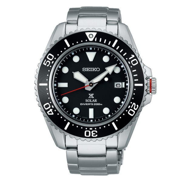 Seiko Prospex Solar Diver's black dial steel bracelet 42.8 mm
