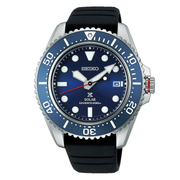 Montre Seiko Prospex Solaire Diver's cadran bleu bracelet silicone 42,8 mm