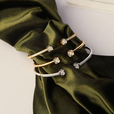 Bracelet Dinh van Le Cube Diamant grand modèle en or rose et diamants