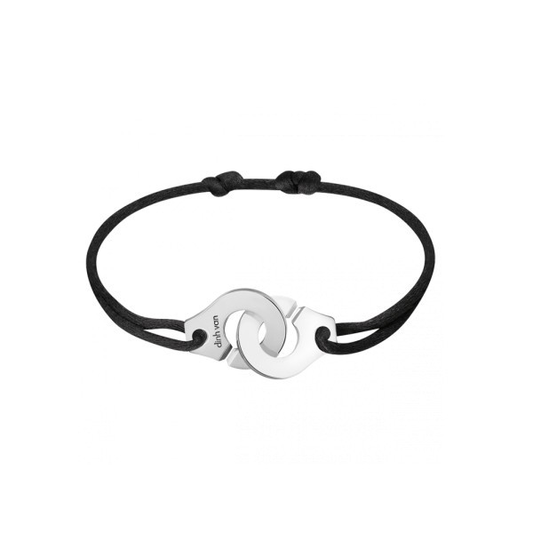 Bracelet Dinh Van Menottes R15 en argent sur cordon 341 144