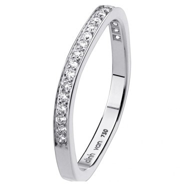 Alliance dinh van carrée 2 mm en or blanc et diamants