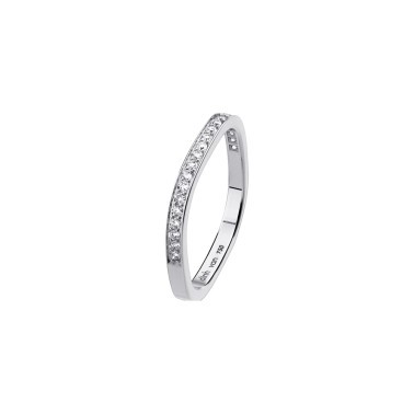 Alliance dinh van carrée 2 mm en or blanc et diamants