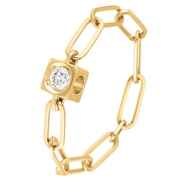 Bague dinh van Le Cube Diamant en or jaune et diamants sur chaîne 208421