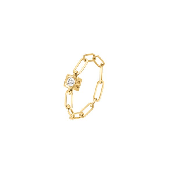 Bague dinh van Le Cube Diamant en or jaune et diamants sur chaîne