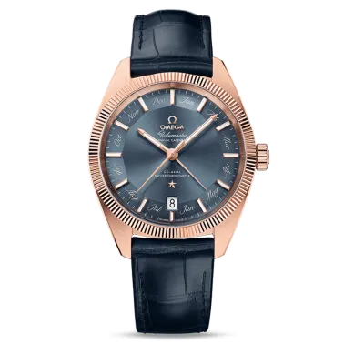 Montre Omega Constellation Globemaster Co-Axial Master Chronometer calendrier annuel cadran bleu bracelet cuir bleu 41 mm - SOLD