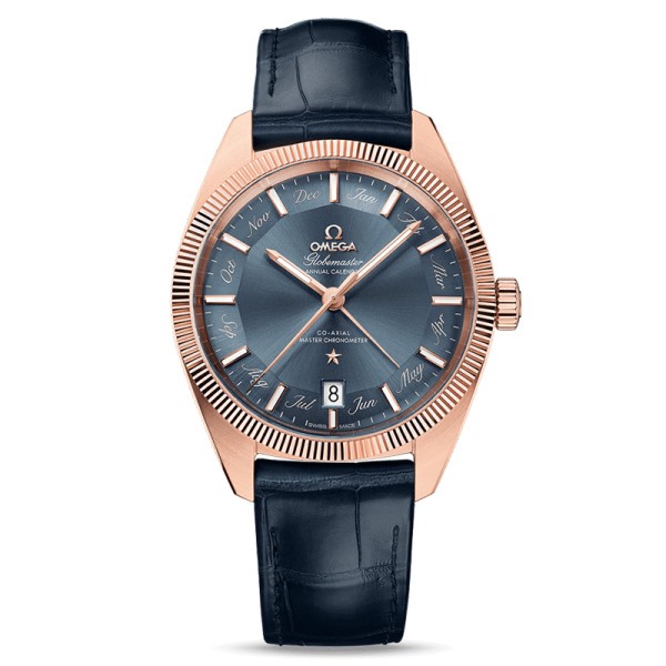 Montre Omega Constellation Globemaster Co-Axial Master Chronometer calendrier annuel cadran bleu bracelet cuir bleu 41 mm - SOLD