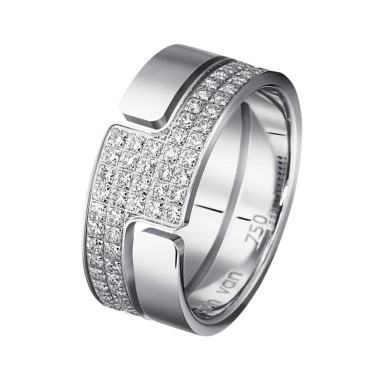 Bague dinh van Seventies moyen modèle en or blanc et pavage diamants