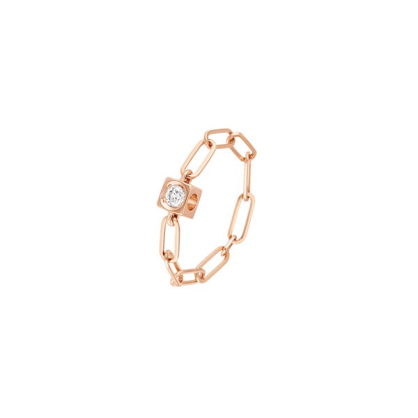 Bague dinh van Le Cube Diamant en or rose et diamants sur chaîne 208425