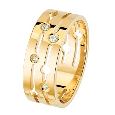Bague dinh van Pulse moyen modèle en or jaune et diamants 228211