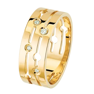 Bague dinh van Pulse moyen modèle en or jaune et diamants