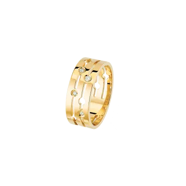 Bague dinh van Pulse moyen modèle en or jaune et diamants