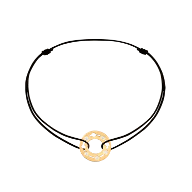 Bracelet dinh van Pulse en or jaune et diamants sur cordon 328411
