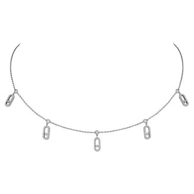 Choker Messika Move Uno Pampille pavé en or blanc et diamants 12150G