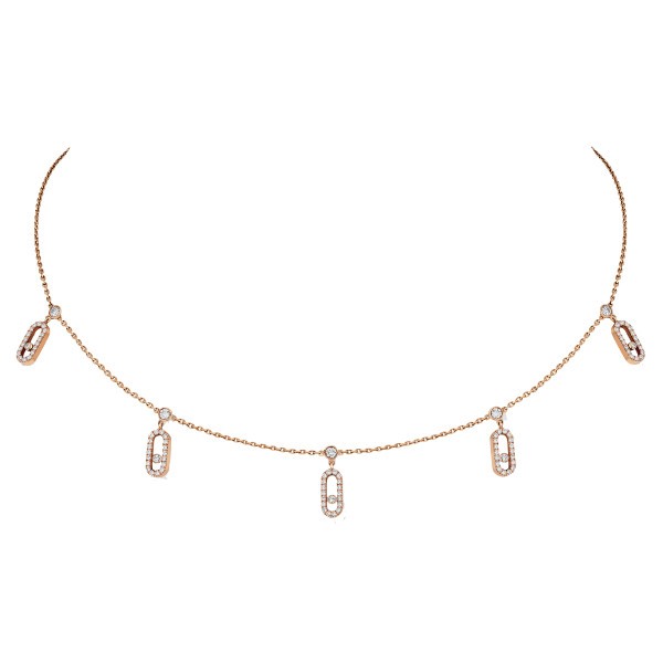 Choker Messika Move Uno Pampille pavé en or rose et diamants 12150R