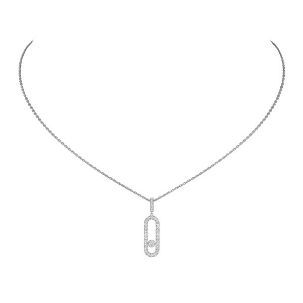 Collier Messika Move Uno Grand modèle Pavé en or blanc et diamants