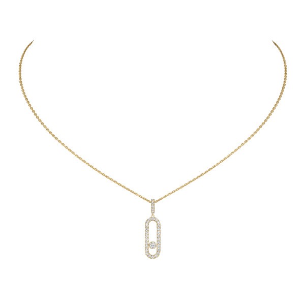 Collier Messika Move Uno Grand modèle Pavé en or jaune et diamants 12058J