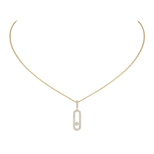 Collier Messika Move Uno Grand modèle Pavé en or jaune et diamants 12058J