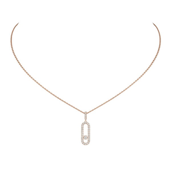 Collier Messika Move Uno Grand modèle Pavé en or rose et diamants 12058R