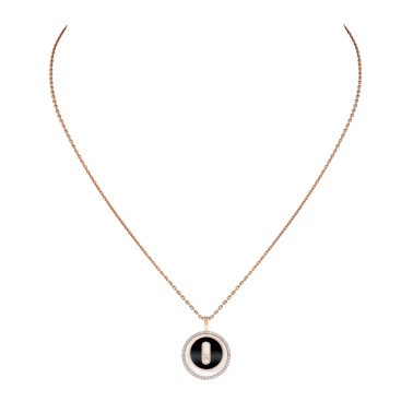 Collier Messika Lucky Move Petit Modèle en or rose, onyx et diamants 12317R
