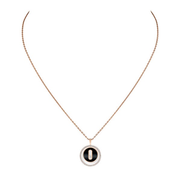 Collier Messika Lucky Move Petit Modèle en or rose, onyx et diamants 12317R
