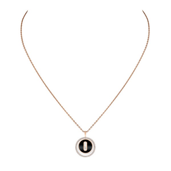 Collier Messika Lucky Move Petit Modèle en or rose, onyx et diamants 12317R