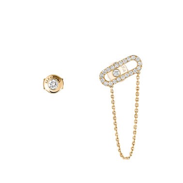 Boucle et puce d'oreilles MessikaMove Uno en or jaune et diamants