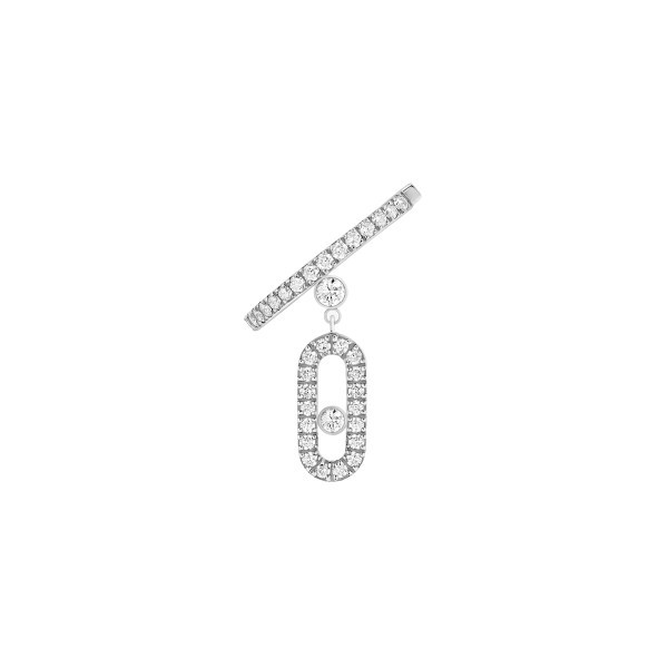 Boucle Mono Clip Move Uno Pampille Pavé Messika en or blanc et diamants