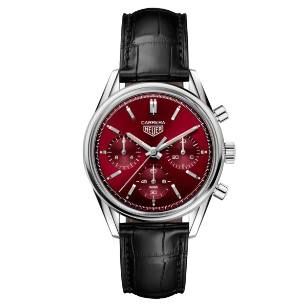 Montre TAG Heuer Carrera Red Dial Limited Edition automatique cadran rouge bracelet cuir noir 39 mm CBK221G.FC6479