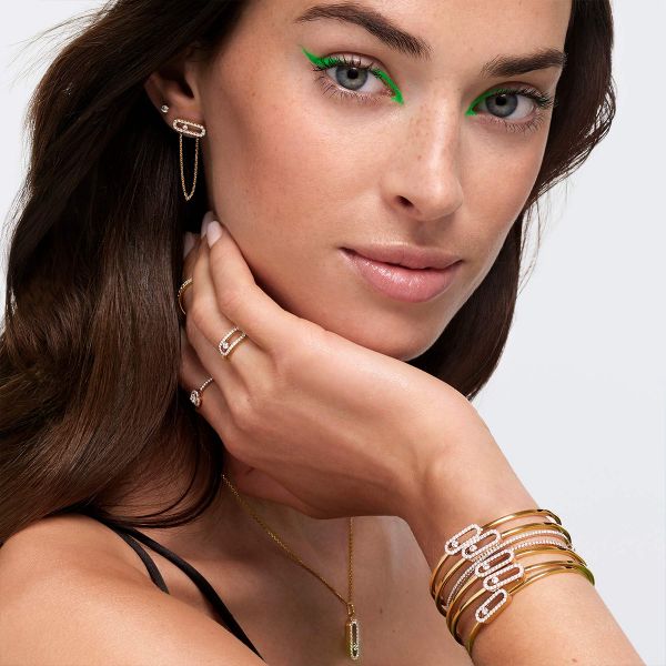 Boucle et puce d'oreilles MessikaMove Uno en or blanc et diamants